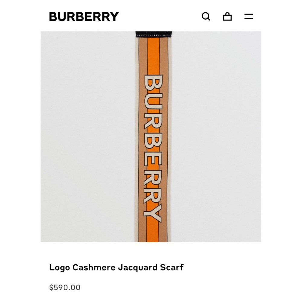 Burberry - B Series Logo Cashmere Scarf in Camel - Picture 10 of 10
